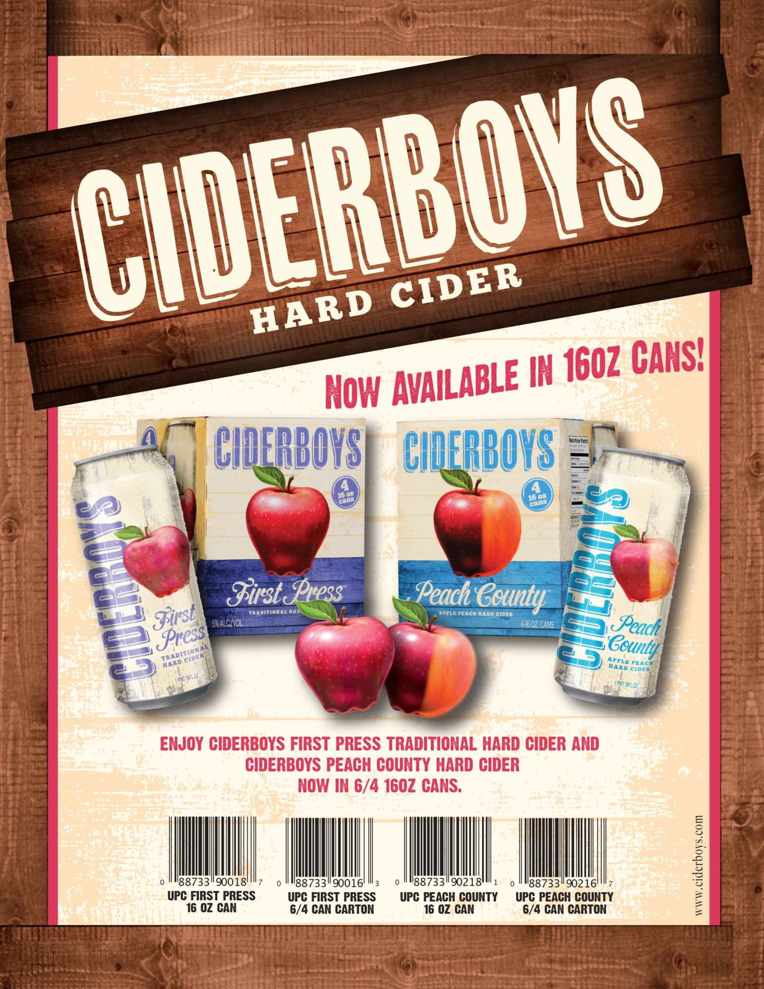 Ciderboys Sell Sheet 16oz Cans