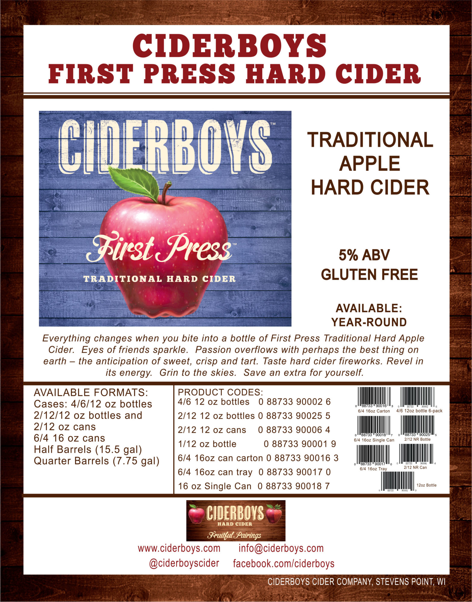 Ciderboys First Press Sell Sheet